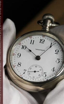 ウォルサム 大型の素朴なアンティーク懐中時計 【1900年頃】-P2297-11