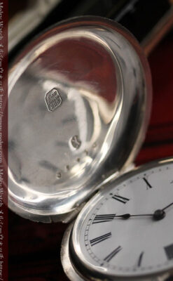 両面の彫りの美しい スイス製銀無垢アンティーク懐中時計 【1890年頃】-P2298-12