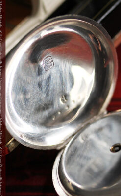 両面の彫りの美しい スイス製銀無垢アンティーク懐中時計 【1890年頃】-P2298-14