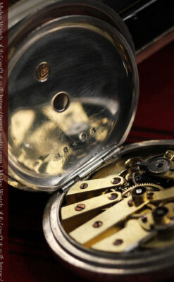 両面の彫りの美しい スイス製銀無垢アンティーク懐中時計 【1890年頃】-P2298-15