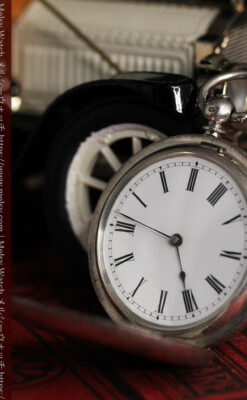 両面の彫りの美しい スイス製銀無垢アンティーク懐中時計 【1890年頃】-P2298-8