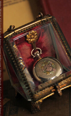 懐中時計収納用ガラスケース 装飾入り三角形-S0844-16