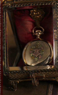 懐中時計収納用ガラスケース 装飾入り三角形-S0844-17