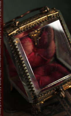 懐中時計収納用ガラスケース 装飾入り三角形-S0844-4