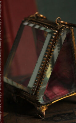 懐中時計収納用ガラスケース 装飾入り三角形-S0844-9