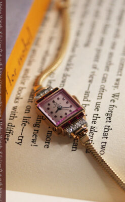 オメガ 18金アンティーク腕時計 14石のルビー＆ダイヤモンド 【1939年製】-W1518-10