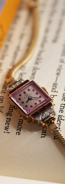 オメガ 18金アンティーク腕時計 14石のルビー ダイヤモンド 1939年製 箱付き アンティーク時計専門店メルシーウォッチ 懐中時計と腕時計の販売 修理