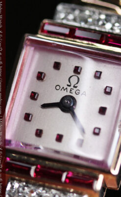 オメガ 18金アンティーク腕時計 14石のルビー＆ダイヤモンド 【1939年製】-W1518-16
