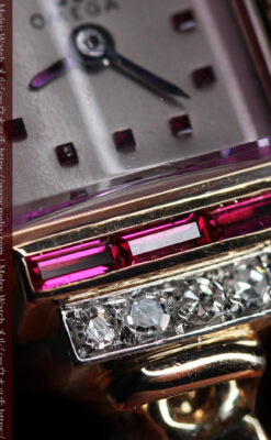 オメガ 18金アンティーク腕時計 14石のルビー＆ダイヤモンド 【1939年製】-W1518-17