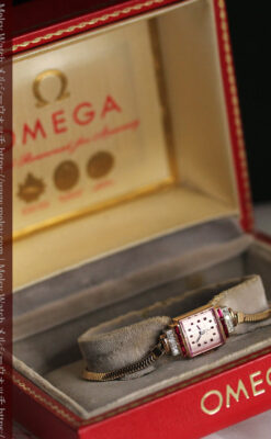 オメガ 18金アンティーク腕時計 14石のルビー＆ダイヤモンド 【1939年製】-W1518-20