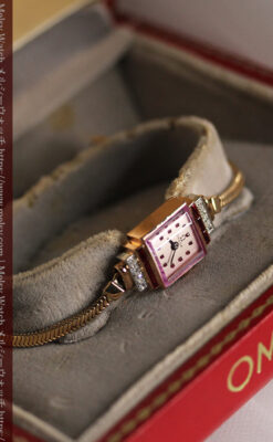 オメガ 18金アンティーク腕時計 14石のルビー＆ダイヤモンド 【1939年製】-W1518-22