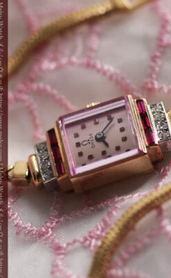 オメガ 18金アンティーク腕時計 14石のルビー＆ダイヤモンド 【1939年製】-W1518-5