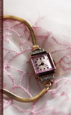 オメガ 18金アンティーク腕時計 14石のルビー＆ダイヤモンド 【1939年製】-W1518-6