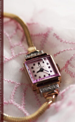 オメガ 18金アンティーク腕時計 14石のルビー＆ダイヤモンド 【1939年製】-W1518-7