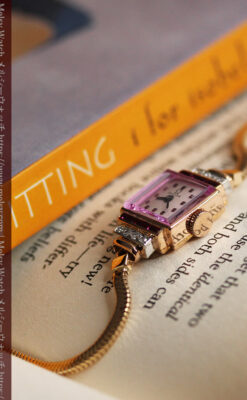 オメガ 18金アンティーク腕時計 14石のルビー＆ダイヤモンド 【1939年製】-W1518-8