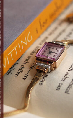 オメガ 18金アンティーク腕時計 14石のルビー＆ダイヤモンド 【1939年製】-W1518-9