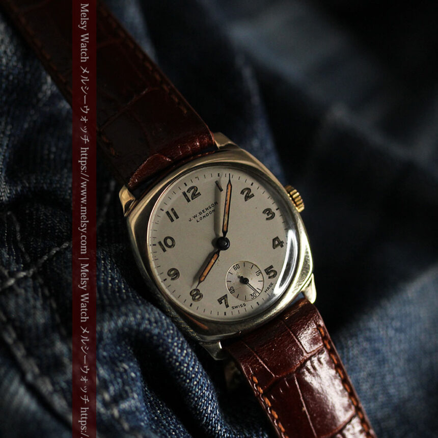 ベンソン クッション型 9金無垢アンティーク腕時計 【1954年頃】-W1519-1