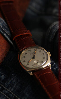 ベンソン クッション型 9金無垢アンティーク腕時計 【1954年頃】-W1519-14