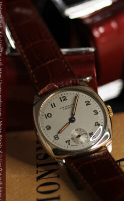 ベンソン クッション型 9金無垢アンティーク腕時計 【1954年頃】-W1519-6