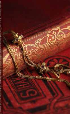 紫の淡い宝石が美しい 品のある18金無垢アンティーク懐中時計チェーン-C0478-11