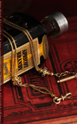 紫の淡い宝石が美しい 品のある18金無垢アンティーク懐中時計チェーン-C0478-13