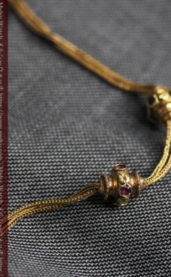 紫の淡い宝石が美しい 品のある18金無垢アンティーク懐中時計チェーン-C0478-2