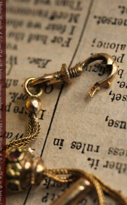 紫の淡い宝石が美しい 品のある18金無垢アンティーク懐中時計チェーン-C0478-22