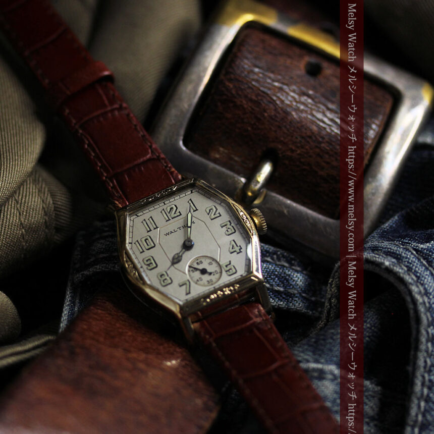 ウォルサムの六角形の趣きあるアンティーク腕時計 【1920年頃】-W1520-1
