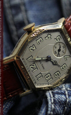 ウォルサムの六角形の趣きあるアンティーク腕時計 【1920年頃】-W1520-15