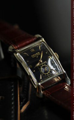 グリュエン 黒文字盤の渋さの光るアンティーク腕時計 【1945年頃】-W1521-1