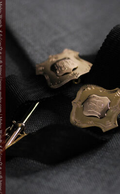 輝く金無垢の盾飾り 布タイプの懐中時計チェーン-C0489-6