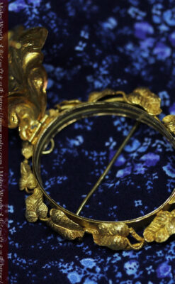 存在感ある秀麗なアンティーク 大粒ルビーと18金の大きな花形ブローチ-A0306-11