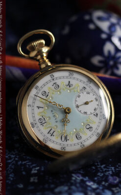 細やかな装飾の光るエルジンの金無垢アンティーク懐中時計 【1900年頃】-P2301-10