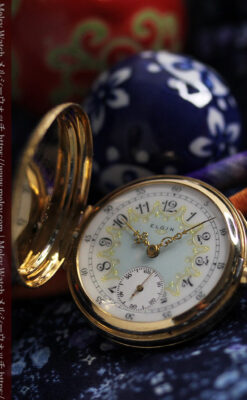 細やかな装飾の光るエルジンの金無垢アンティーク懐中時計 【1900年頃】-P2301-14