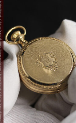 細やかな装飾の光るエルジンの金無垢アンティーク懐中時計 【1900年頃】-P2301-23