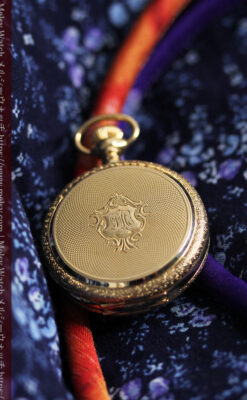 細やかな装飾の光るエルジンの金無垢アンティーク懐中時計 【1900年頃】-P2301-4