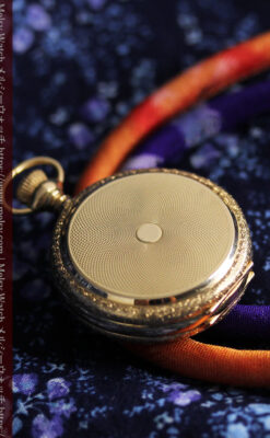 細やかな装飾の光るエルジンの金無垢アンティーク懐中時計 【1900年頃】-P2301-5