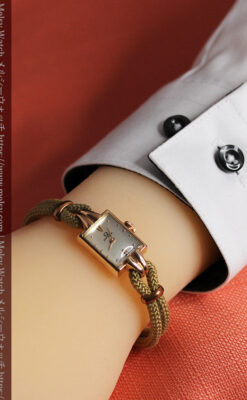 オメガ 金無垢ローズゴールドの女性用アンティーク腕時計 【1946年製】箱付き-W1186-20