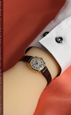 英国ベンソン 金無垢の特殊型女性用アンティーク腕時計 【1949年頃】-W1234-15