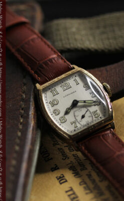 ロンジンのアンティークな面持ちが美しい樽型腕時計 【1928年頃】-W1525-6