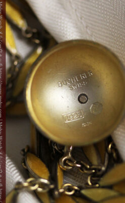 ブヘラの銀無垢ネックレス時計 梔子色のエナメル装飾【1960年頃】-P2302-17