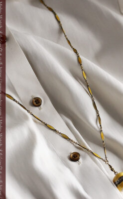 ブヘラの銀無垢ネックレス時計 梔子色のエナメル装飾【1960年頃】-P2302-5