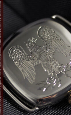 皇帝ナポレオンの鷲の彫り エルジンの銀無垢アンティーク腕時計 【1910年頃】-W1527-1