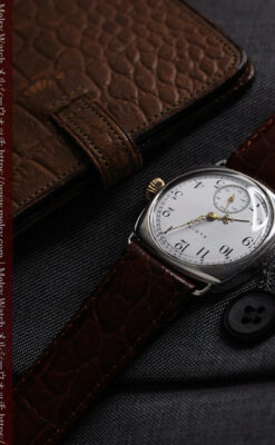 皇帝ナポレオンの鷲の彫り エルジンの銀無垢アンティーク腕時計 【1910年頃】-W1527-11