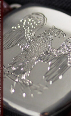 皇帝ナポレオンの鷲の彫り エルジンの銀無垢アンティーク腕時計 【1910年頃】-W1527-18