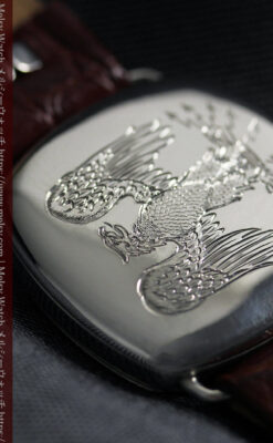 皇帝ナポレオンの鷲の彫り エルジンの銀無垢アンティーク腕時計 【1910年頃】-W1527-19