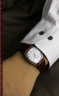 皇帝ナポレオンの鷲の彫り エルジンの銀無垢アンティーク腕時計 【1910年頃】-W1527-25