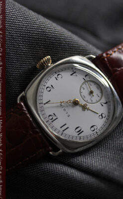 皇帝ナポレオンの鷲の彫り エルジンの銀無垢アンティーク腕時計 【1910年頃】-W1527-7