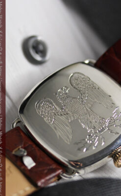 皇帝ナポレオンの鷲の彫り エルジンの銀無垢アンティーク腕時計 【1910年頃】-W1527-9