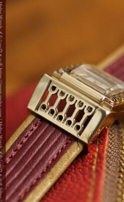 ジャガールクルト 立体感ある装飾の女性用金無垢アンティーク腕時計 【1950年頃】-W1528-14